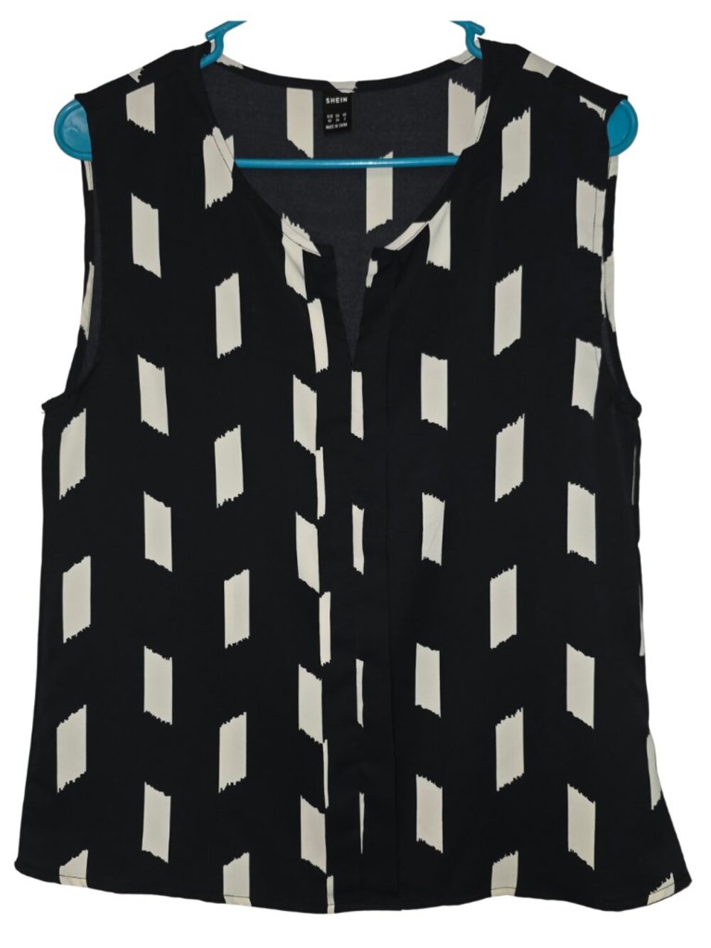 SHEIN Black & White Geometric Sleeveless Blouse Top XS Size 2